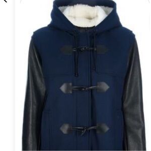 Proenza Schouler Blue Wool Duffle Leather Jacket Size 2